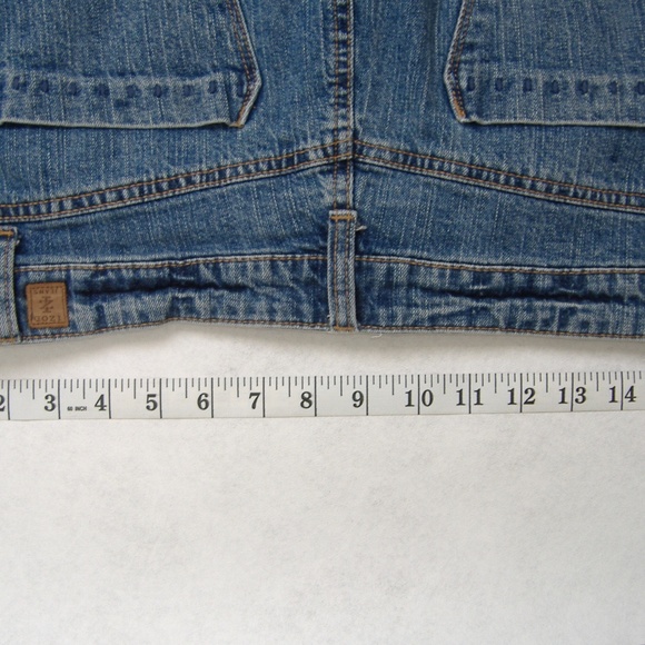 IZOD Jeans Mini Skirt Short Above Knee Indigo Blue Denim Cotton Blend Pockets 8 - Picture 7 of 8